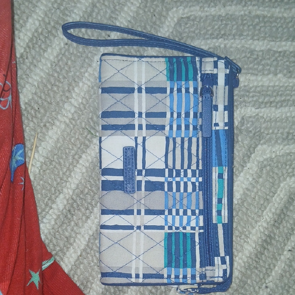 Blue Plaid Wristlet